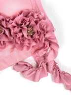 Flower Tassel Fishbone Corset In Pink Flowering Girl