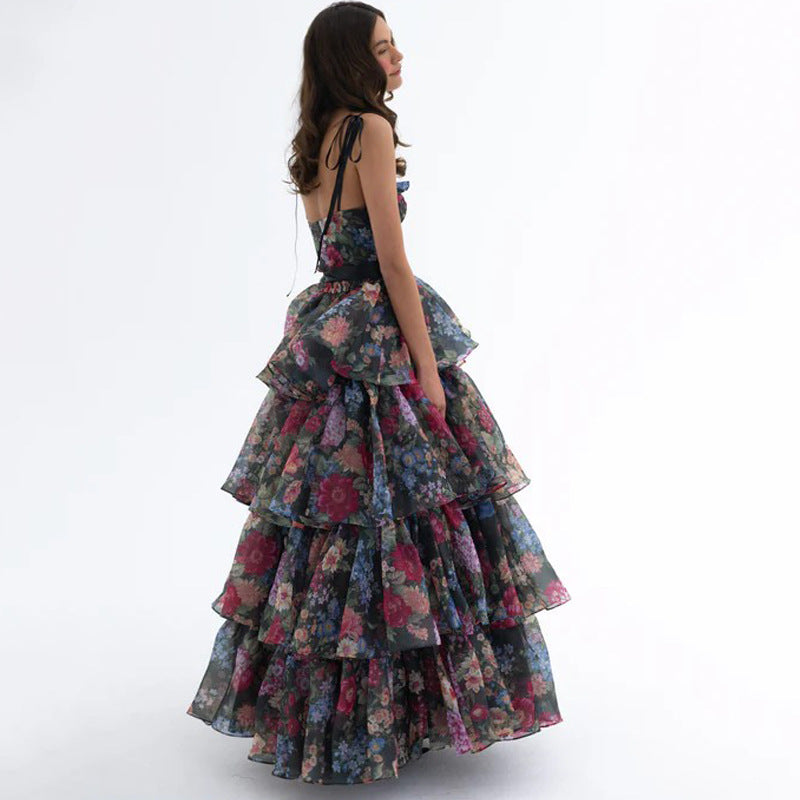 carlin floral print cutout layer maxi dress Flowering Girl