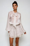 Bayleigh Lace Up Ruch Mesh Skirt Set In Sliver Flowering Girl