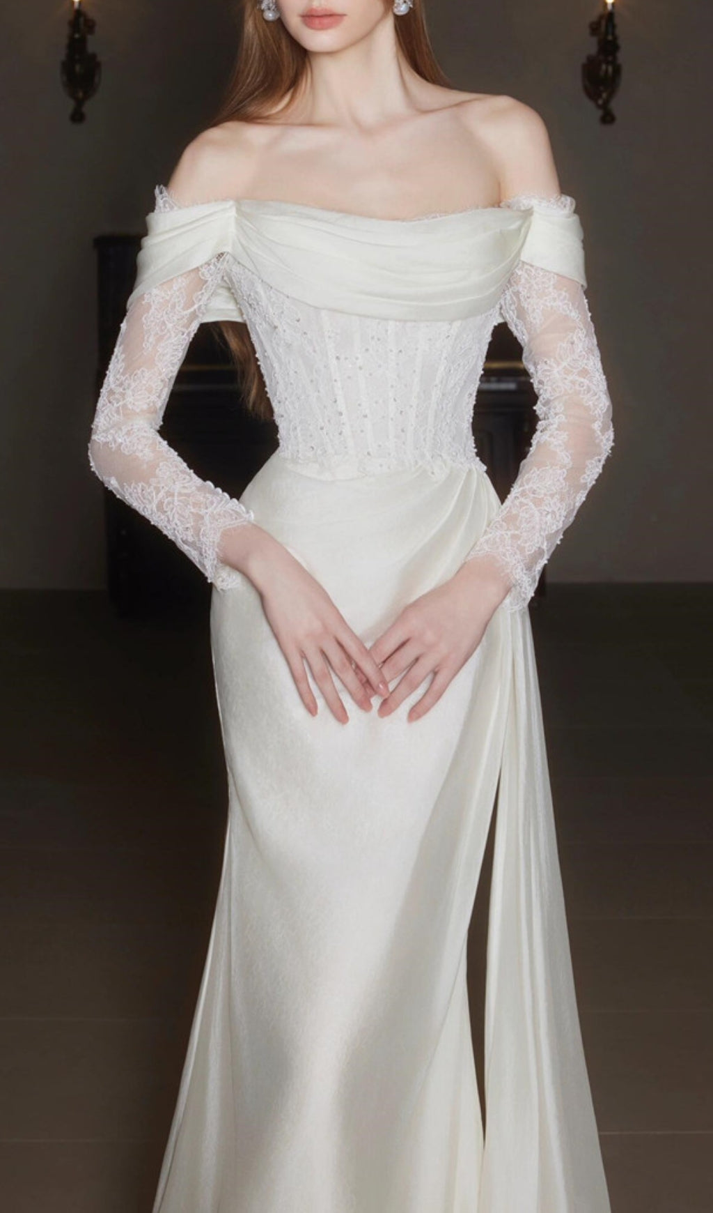 Clio White Lace Corset Wedding Dress Flowering Girl