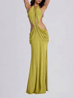 Fervik Backless Draped Maxi Dress Flowering Girl