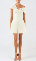 Luzasa Off Shoulder Buttoned Mini Dress Flowering Girl