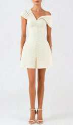 Luzasa Off Shoulder Buttoned Mini Dress Flowering Girl