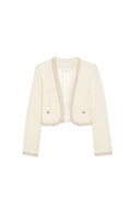 BEAD TRIM CROPPED TWEED JACKET Flowering Girl