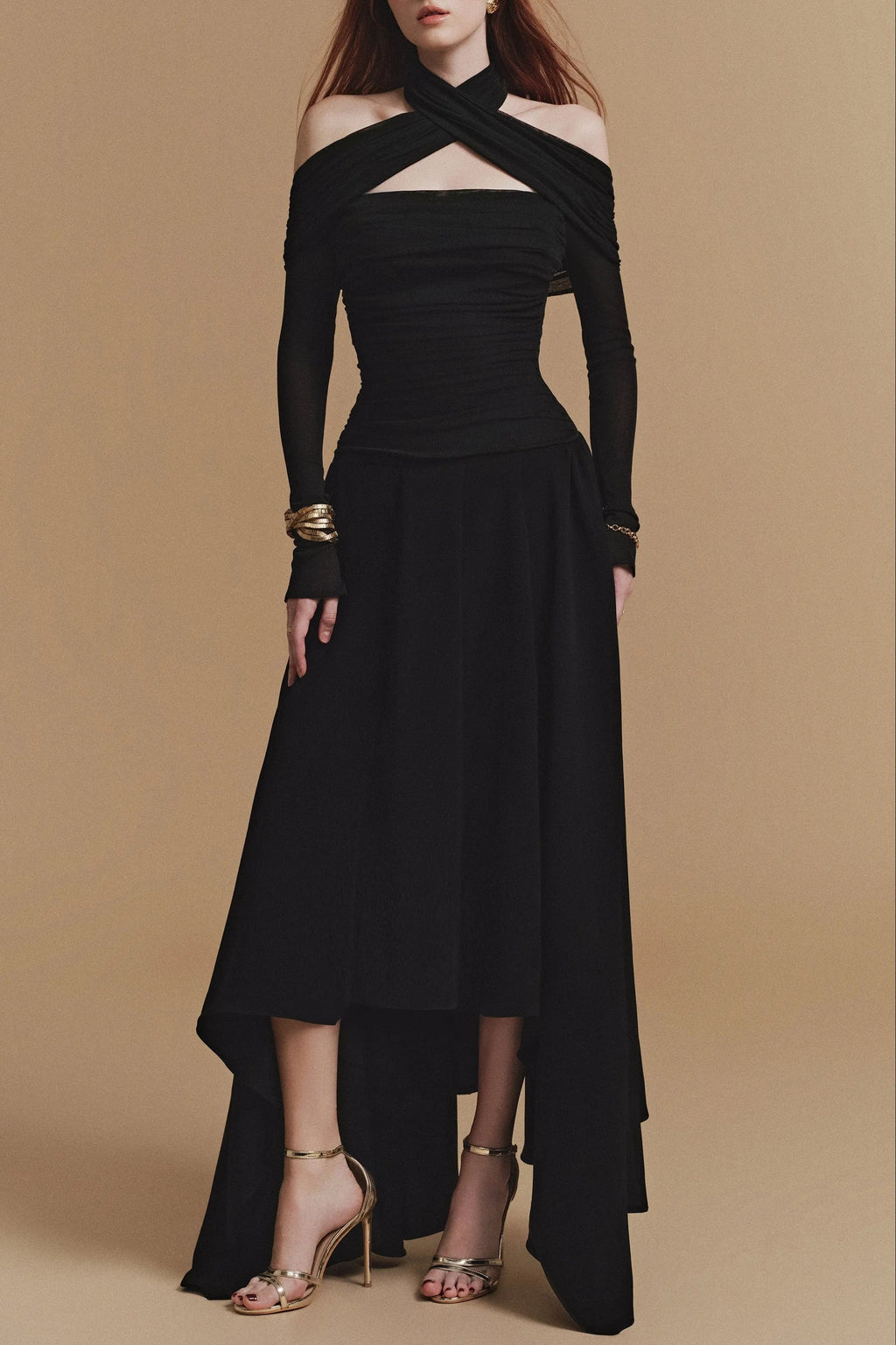 Silouh Long Sleeve Midi Dress Flowering Girl