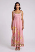 Tie Strap Tropical Print Maxi Dress Flowering Girl