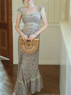 Micaela Blue Floral Lace Maxi Dress Flowering Girl