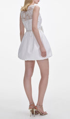 White Bow Lace Mini Dress Flowering Girl