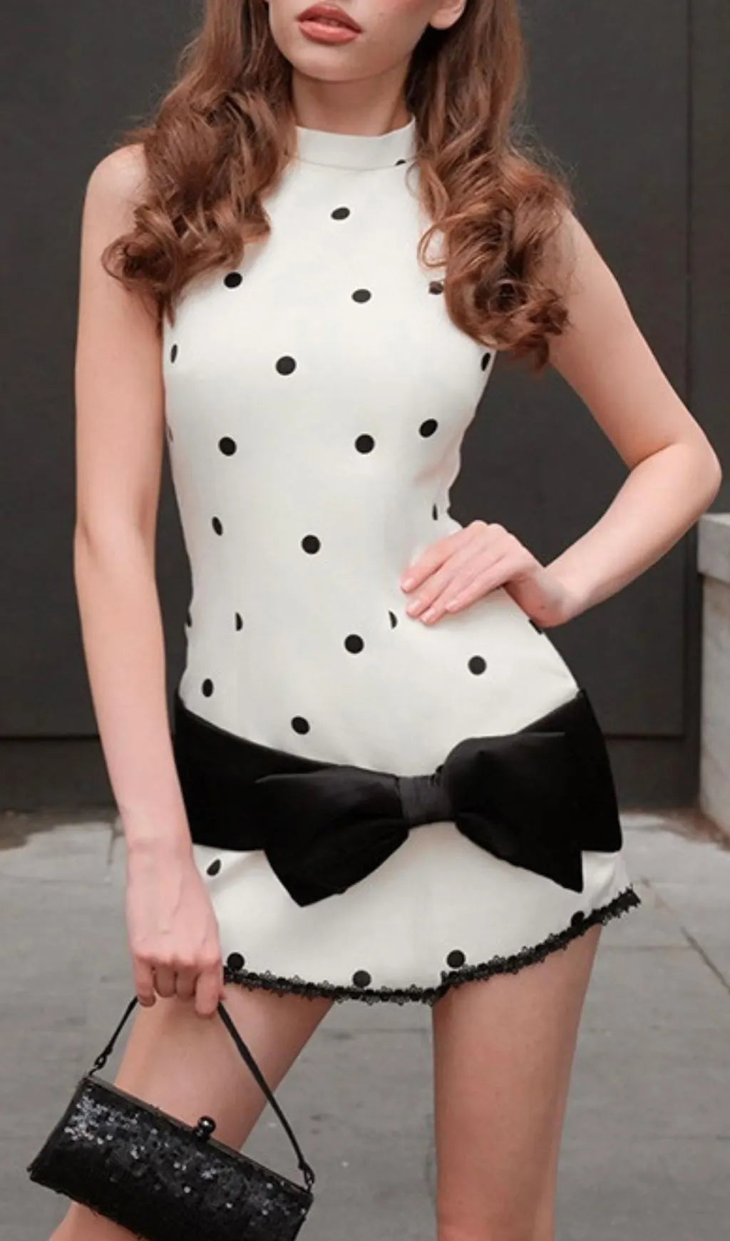 Karida Sleeveless Dot Bow Mini Dress Flowering Girl