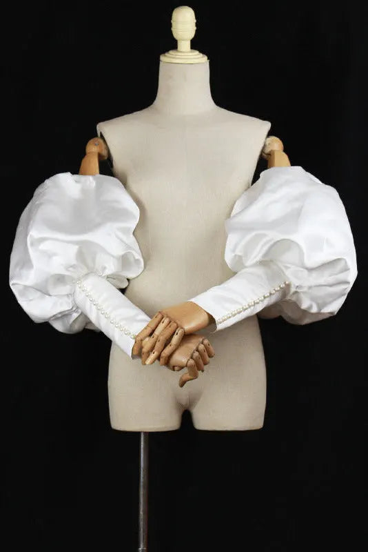 Detachable Satin Puff Pearl Cuff Sleeve Accessories Flowering Girl