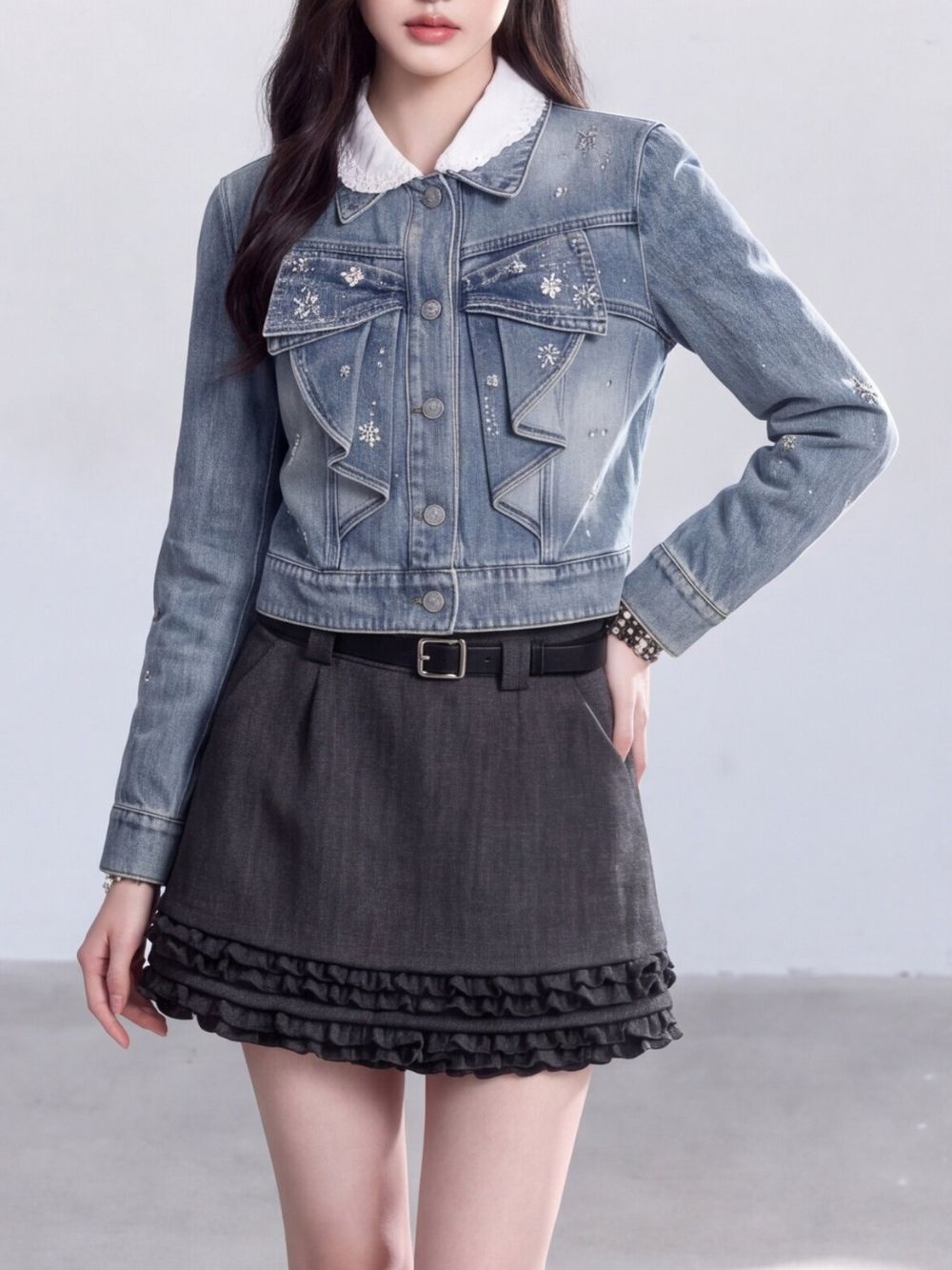 Milka Blue Denim Jacket Flowering Girl