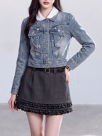 Milka Blue Denim Jacket Flowering Girl