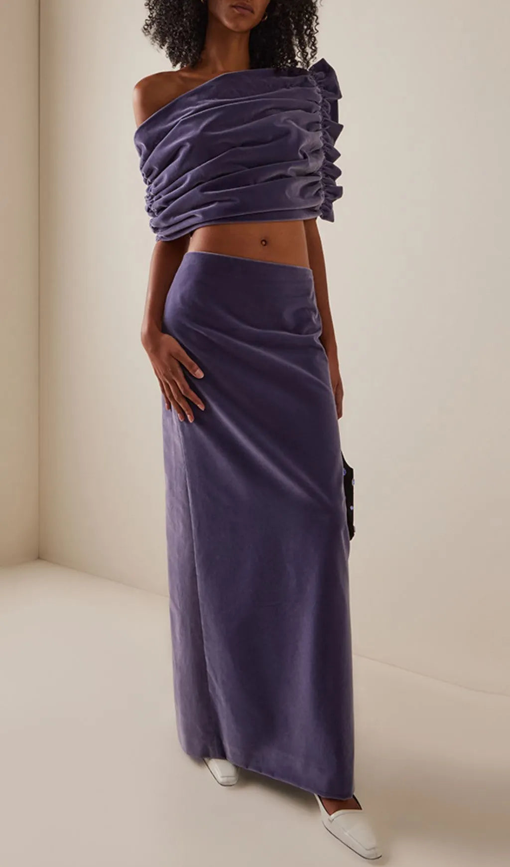 Jag Purple Ruched Top & Maxi Skirt Set Flowering Girl