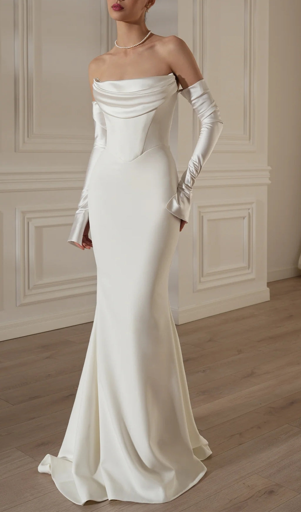 Deliz White Off-Shoulder Long Sleeve Wedding Dress Flowering Girl