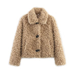 Faux Fur All-In-One Jacket In Dark Brown Flowering Girl