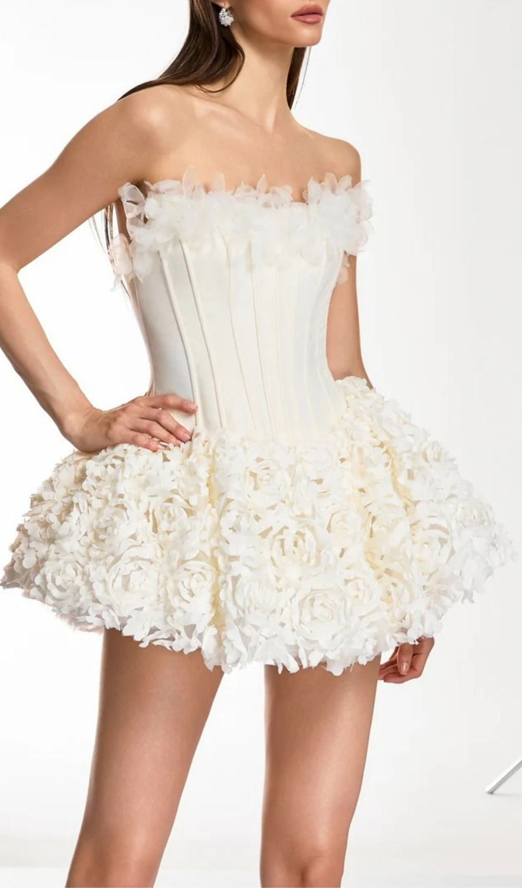 Ulthar Strapless Flower Mini Dress In Apricot Flowering Girl