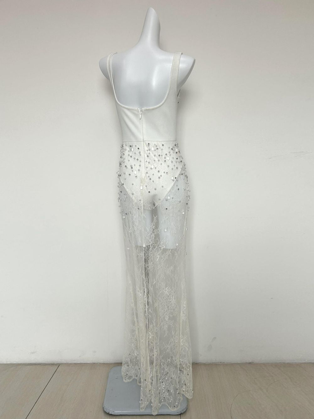 Havika Sleeveless Lace Pearl Maxi Dress Flowering Girl