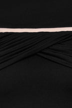 Megan Ruched Knit Patchwork Maxi Dress In Black Flowering Girl