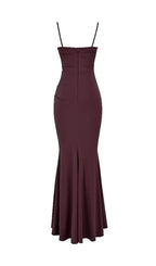 Dark Cherry Corset Maxi Dress Flowering Girl