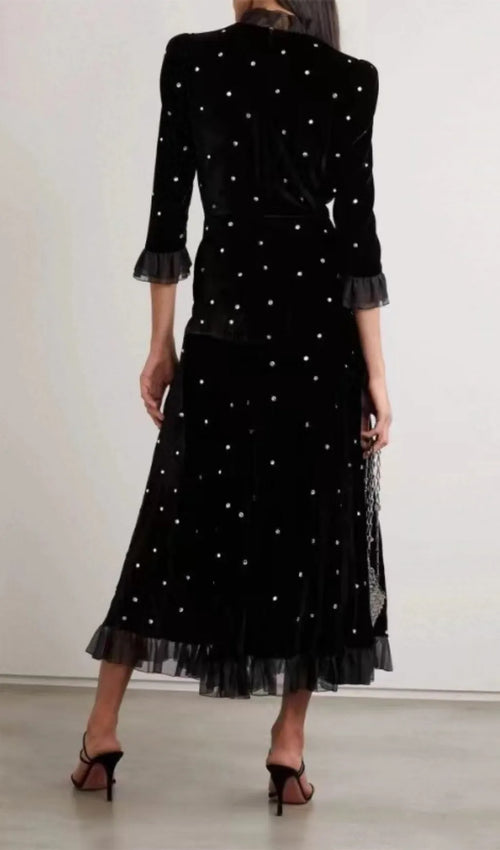 Abarne Velvet Dress With Crystals Flowering Girl