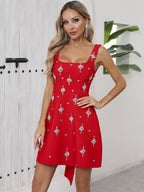 Adora Sleeveless Diamond Bow Bandage Mini Dress In Red Flowering Girl