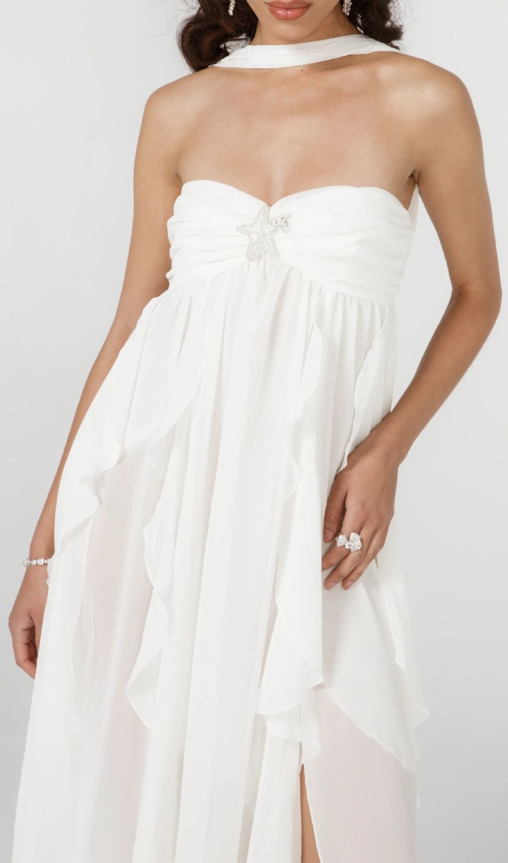 Frayne White Layered Backless Maxi Dress Flowering Girl