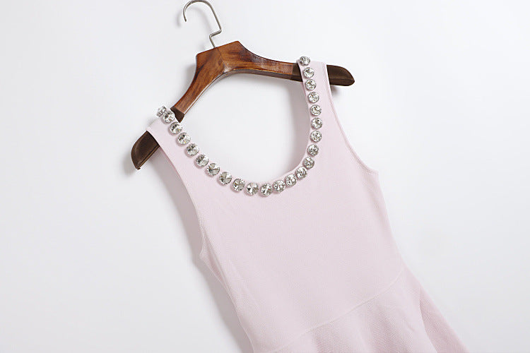 Light Pink Heavy Stretch Knit Fit-And-Flare Dress Flowering Girl
