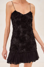 Lillie Spaghetti Floral Ruffle Mini Dress - Black Flowering Girl