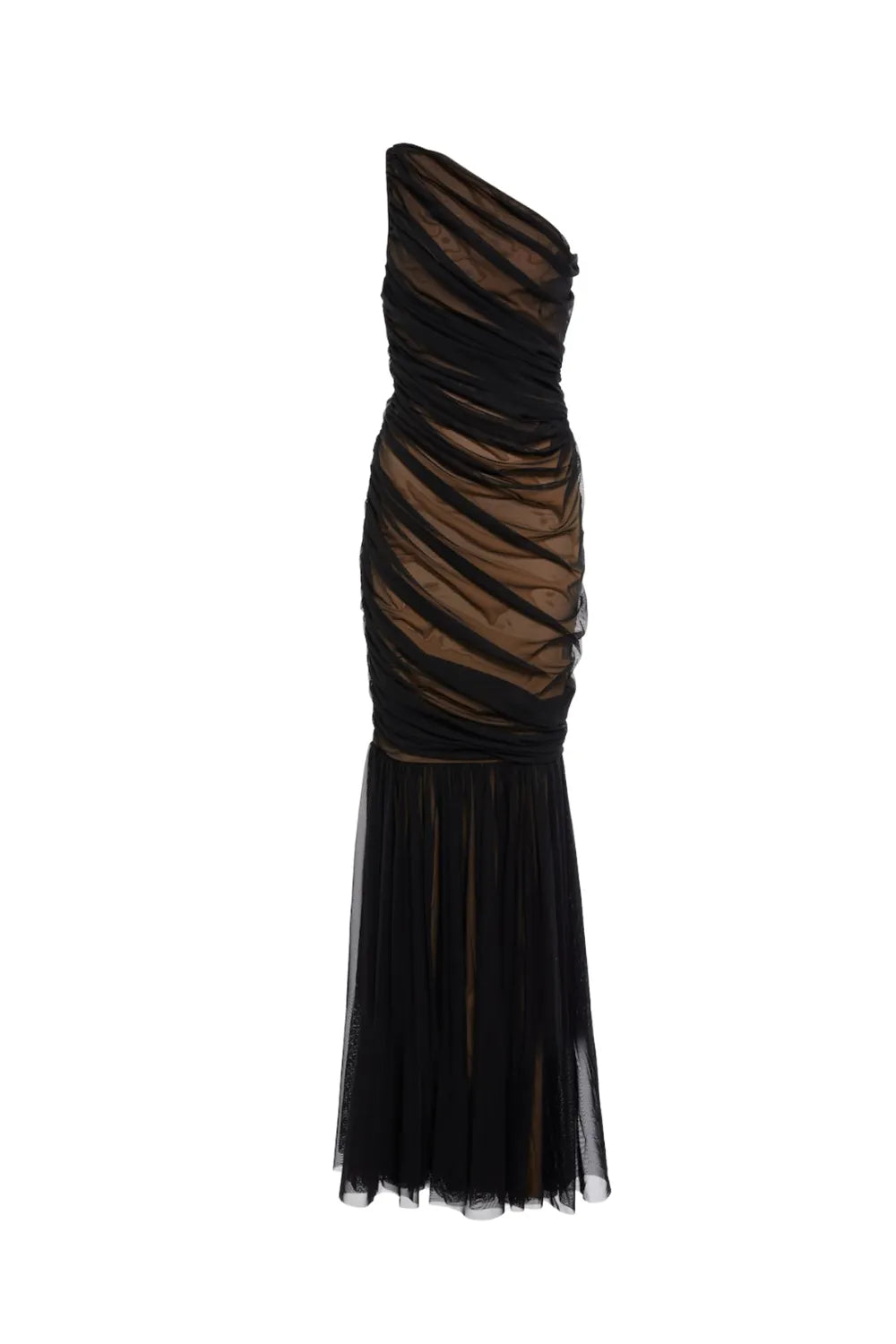 Cadhla One Shoulder Ruched Mesh Maxi Dress Flowering Girl
