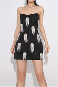 Flor Sleeveless Diamond Tassels Mini Dress in black Flowering Girl