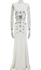 Juro White Diamante Two-Piece Set Flowering Girl