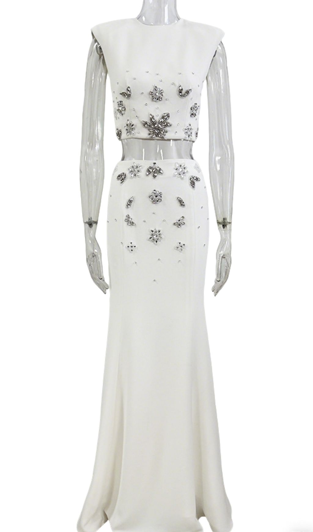 Juro White Diamante Two-Piece Set Flowering Girl