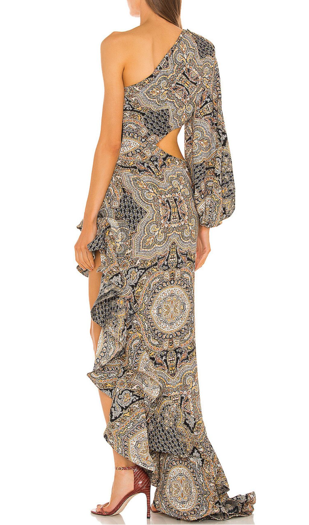 Javen Printed One-Shoulder Maxi Dress Flowering Girl