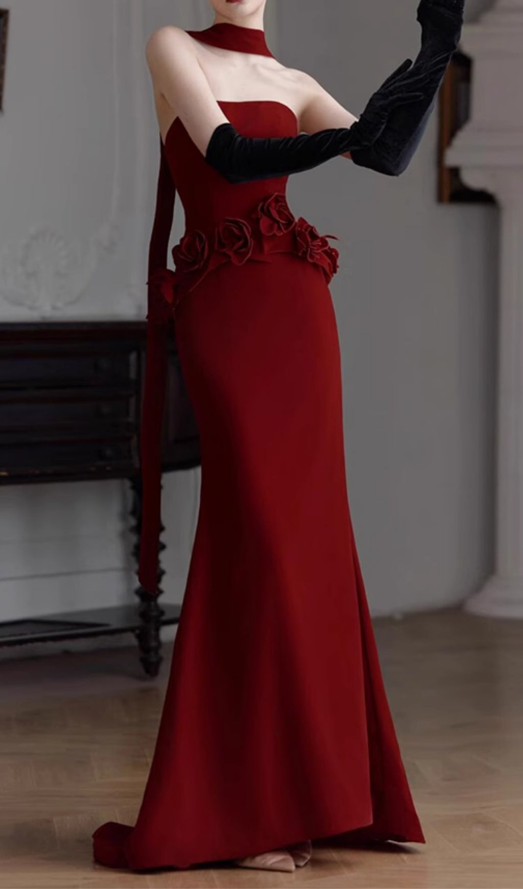 Edena Red Strapless Flower Maxi Dress Flowering Girl
