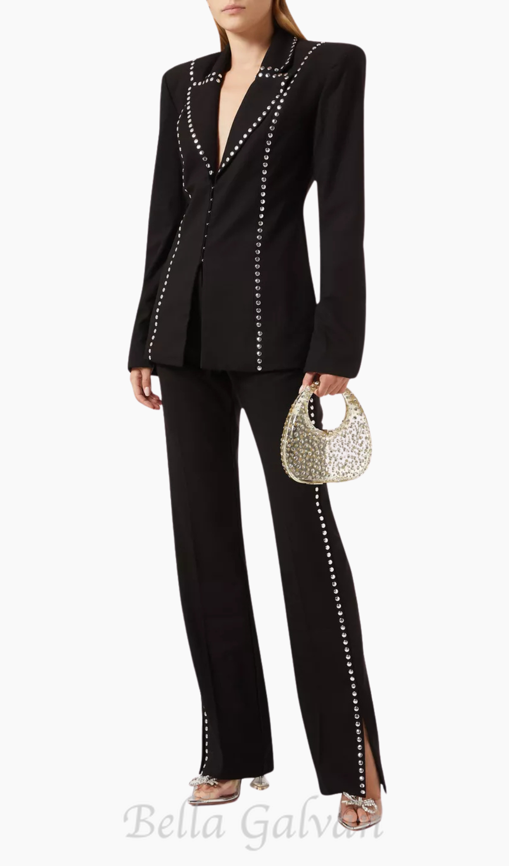 DEBORAH BLACK SCARF-DETAILED WOOL CREPE BLAZER SET Flowering Girl