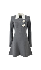 Hélio Grey Long Sleeve Knit Mini Dress Flowering Girl