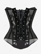 Gothic Button Fishnet Lace Up Corset Flowering Girl