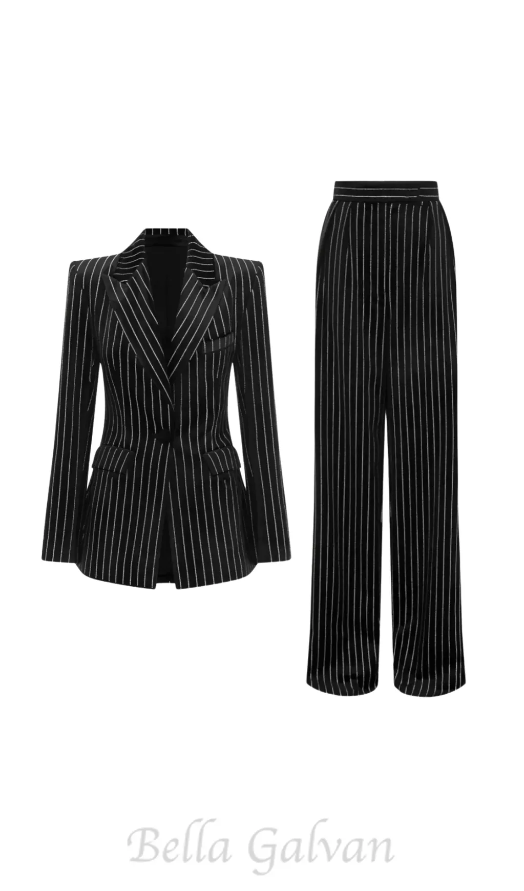 Ally Crystal Pinstripe Blazer Set in Black Flowering Girl