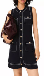 Topstitched Knit Shift Dress Flowering Girl