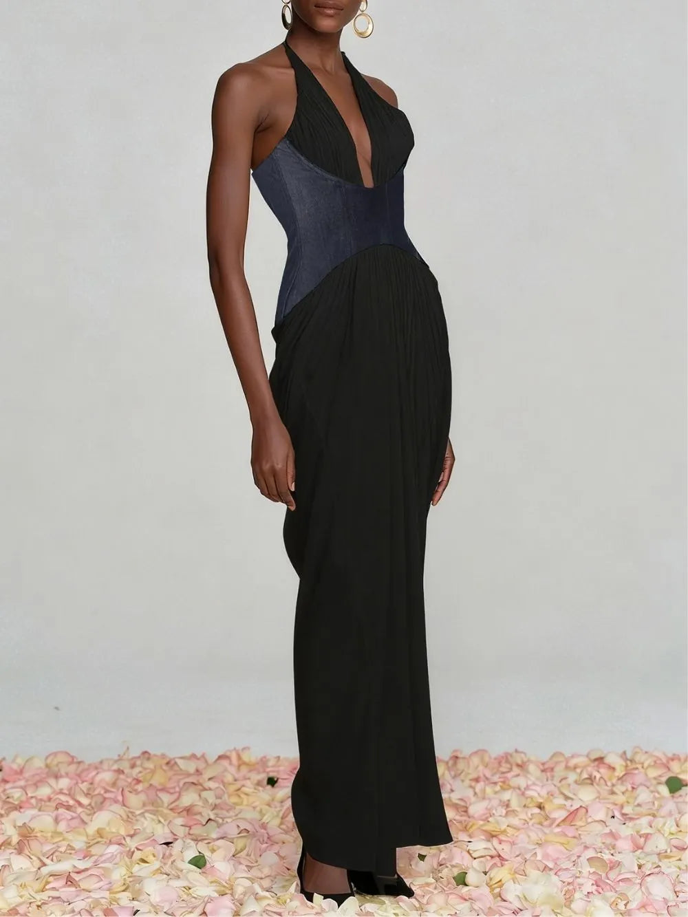 Marti Black Halter Maxi Dress Flowering Girl