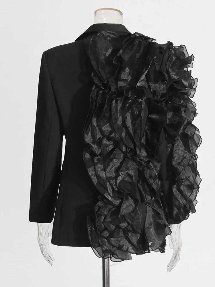 Patchwork Ruffles Chic Blazer in black Flowering Girl