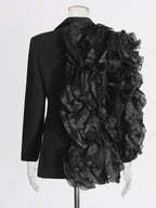 Patchwork Ruffles Chic Blazer in black Flowering Girl