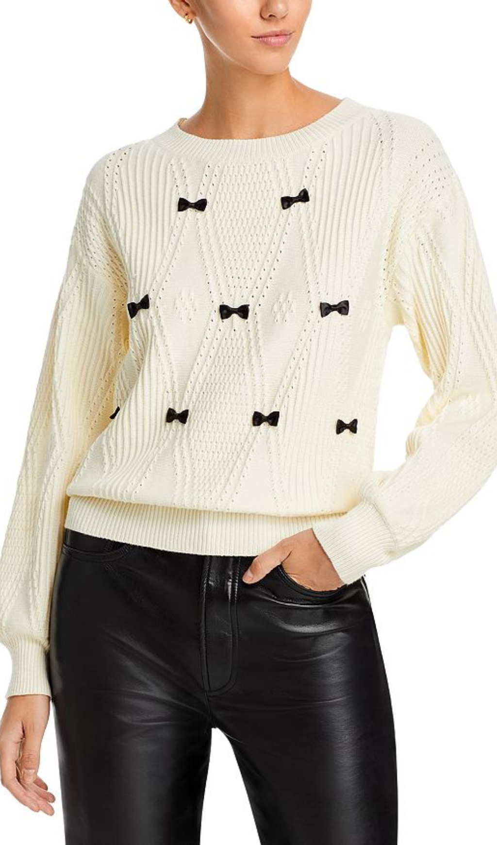 POINTELLE KNIT MINI BOW SWEATER Flowering Girl