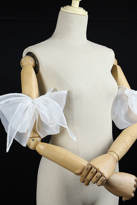 Organza Giant Bow Detachable Short Arm Cuffs Flowering Girl
