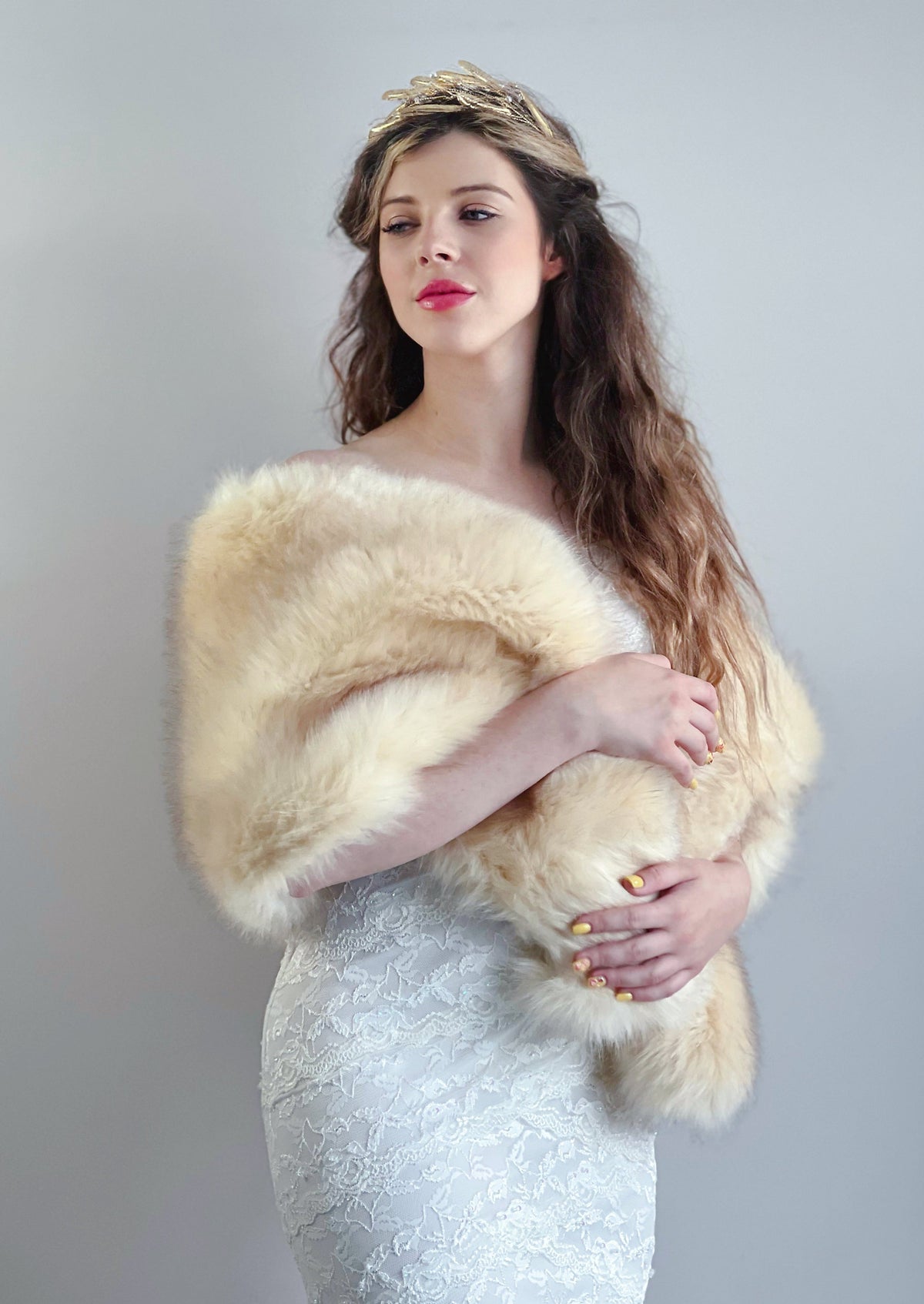 Isabel Fur Shawl Flowering Girl