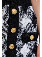 Button-Embellished Plaid Texture Mini Dress Flowering Girl