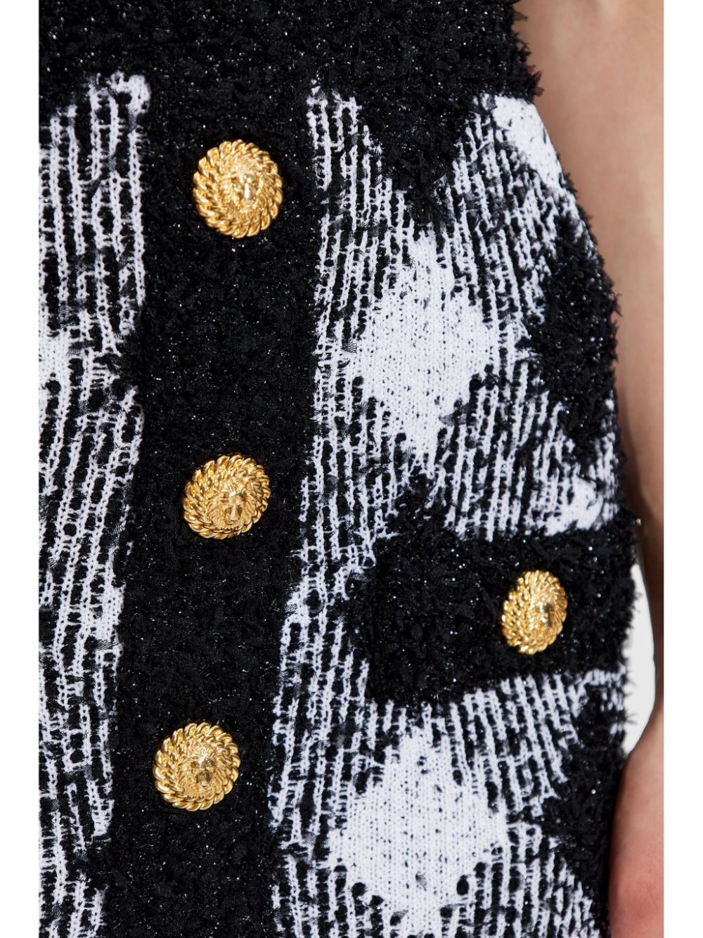 Button-Embellished Plaid Texture Mini Dress Flowering Girl
