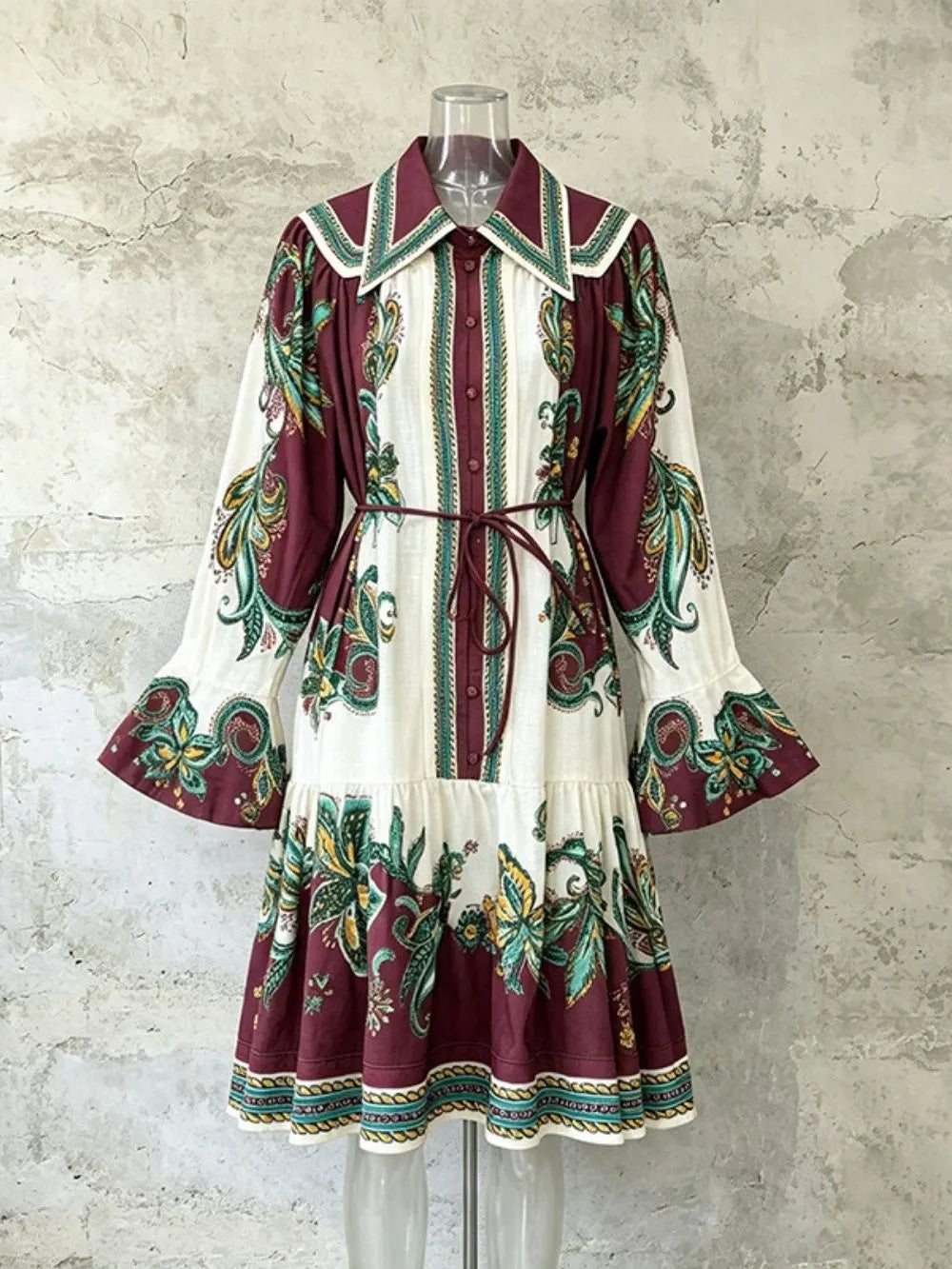 Matías Printed Long Sleeve Mini Dress Flowering Girl