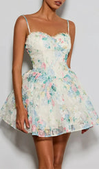 Estera Spaghetti Floral Printed Mini Dress Flowering Girl