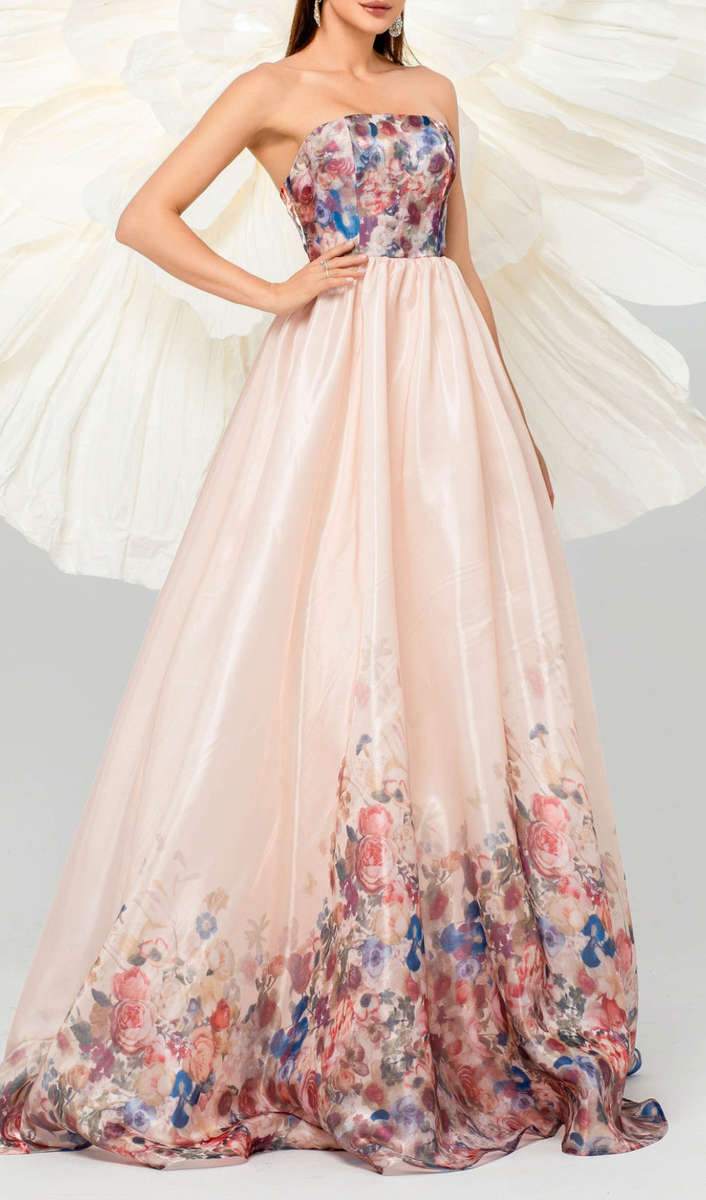 Bilhah Strapless Floral Print Maxi Dress Flowering Girl